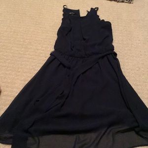 halter-top formal dress with scalloped detailing